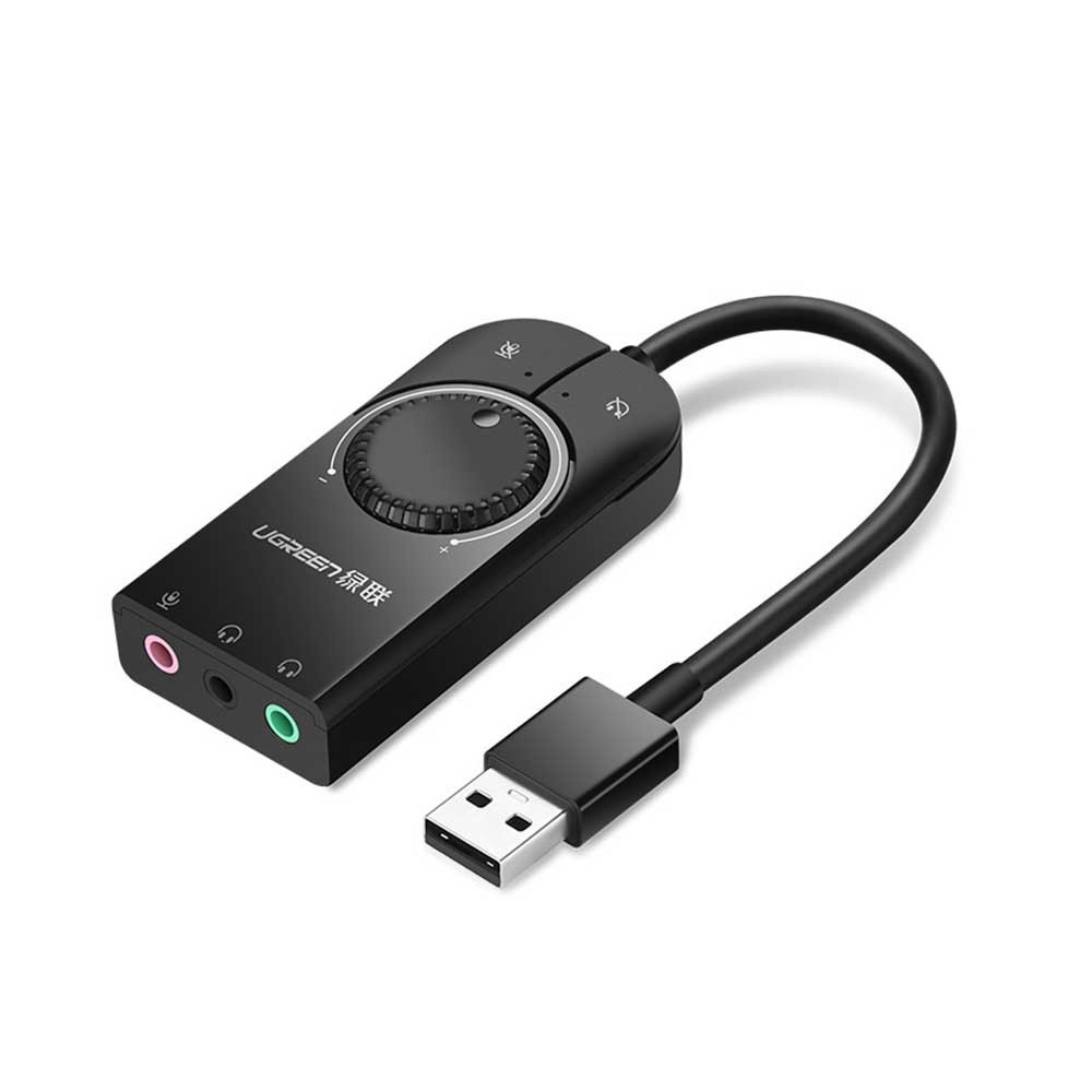 Ugreen Sound Card, USB Audio Interface External 3.5mm Microphone Audio Adapter Soundcard For Laptop PS4 Headset