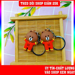 Móc khóa cute gấu Brown mặc áo đỏ dễ thương giá rẻ