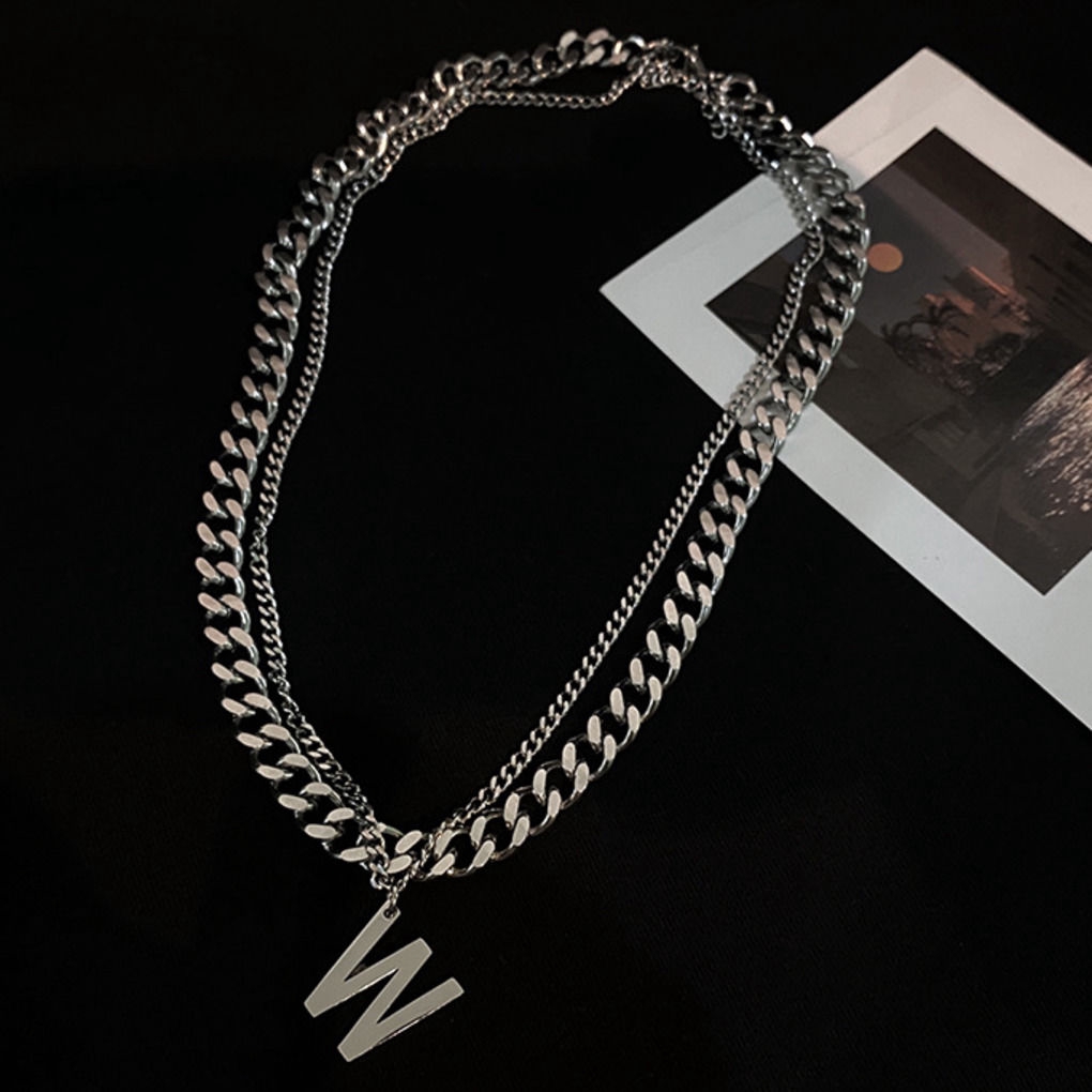 Dây Chuyền Thép Titan Mặt Hình Chữ W 22476 Thời Trang