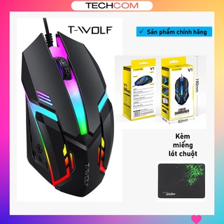 Chuột máy tính laptop có dây gaming giá rẻ T WOLF V1 - Mecstore