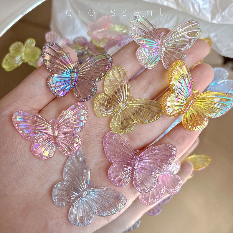 Mặt Dây Chuyền Thủ Công Bằng Acrylic Hình Bướm Màu Laser Cho Điện Thoại