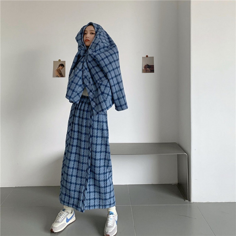 ANTUSONA.Set áo khoác vest + chân váy chữ A thời trang nữ tính 2023