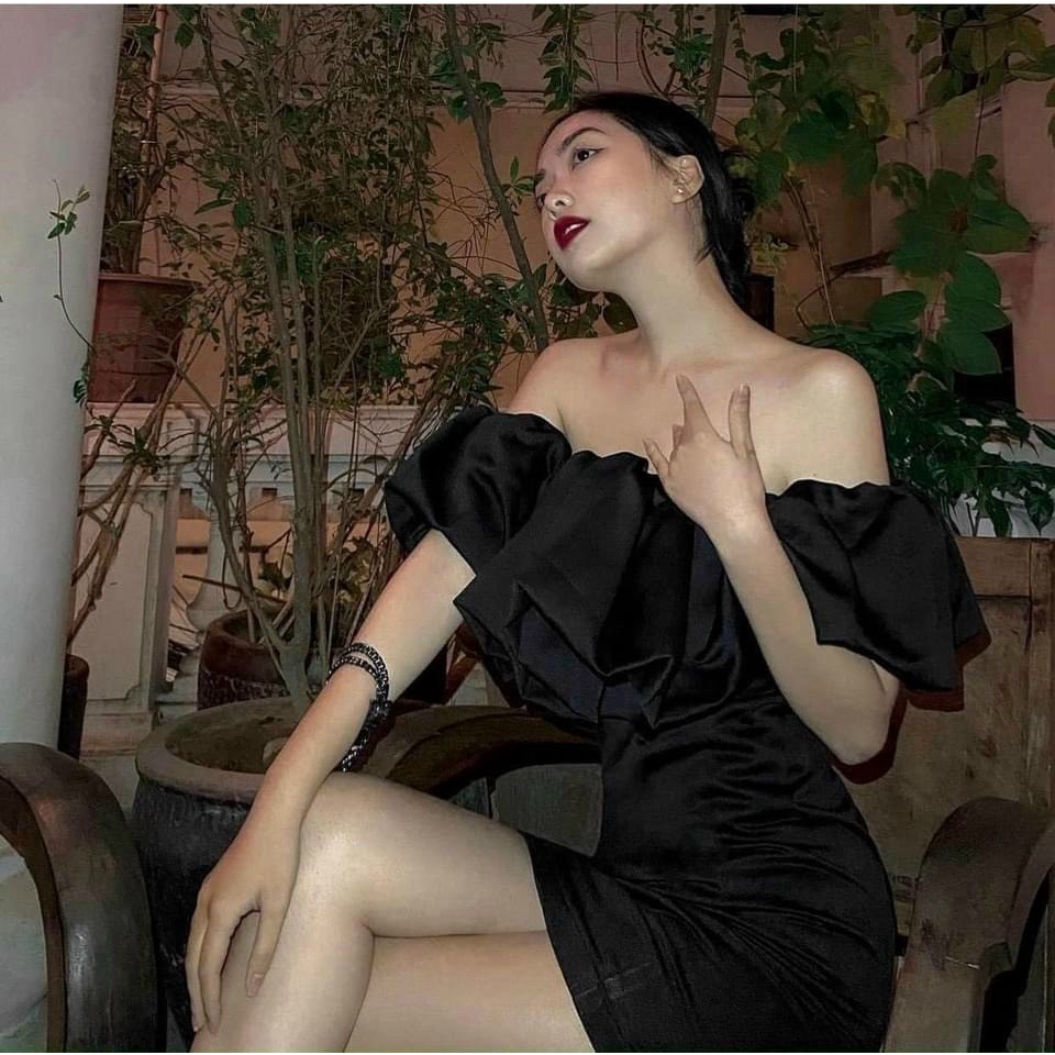 Đầm UMI Phối Voan Trễ Vai Bèo Dáng Ngắn Chữ A Xinh Xắn
