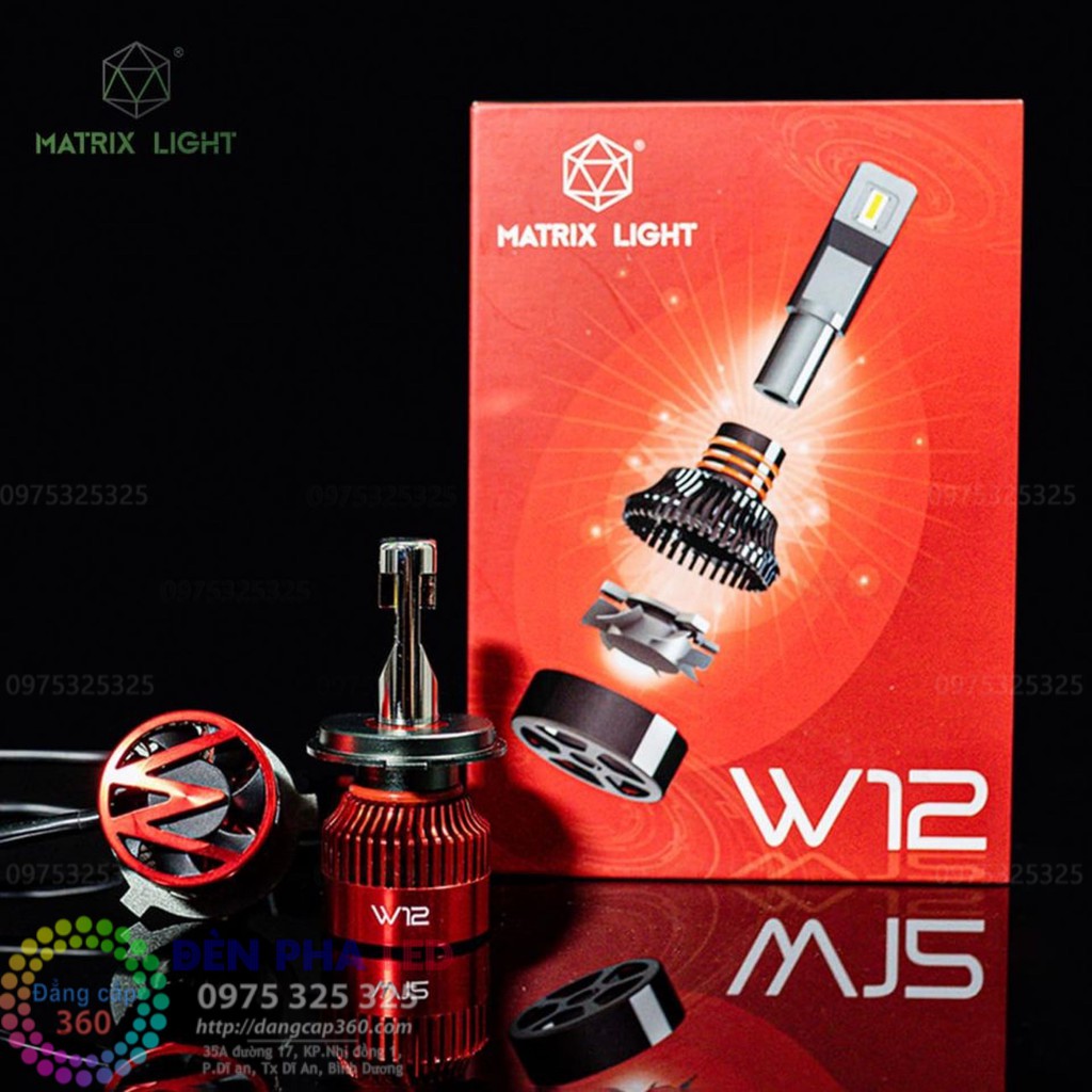 Đèn LED matrix light w12 50W lên pha giữ cos, đèn pha led matrixlight mới chân H4 - king led z10 kingled z10s