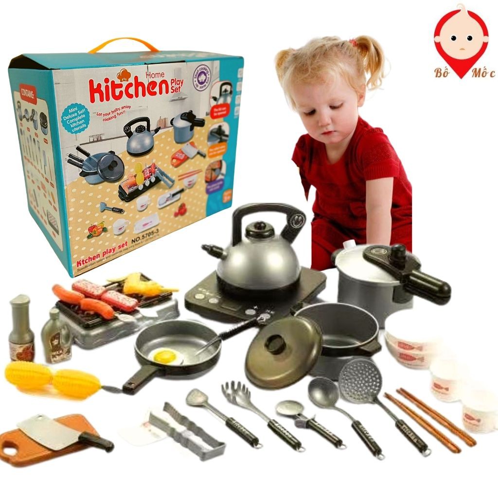 Bộ Đồ Chơi Nấu Ăn Kitchen Home 36 Món- Nhà Bếp Mini Cao Cấp An Toàn Cho Bé Vui Chơi Giảir Trí- Shop Bố Mốc