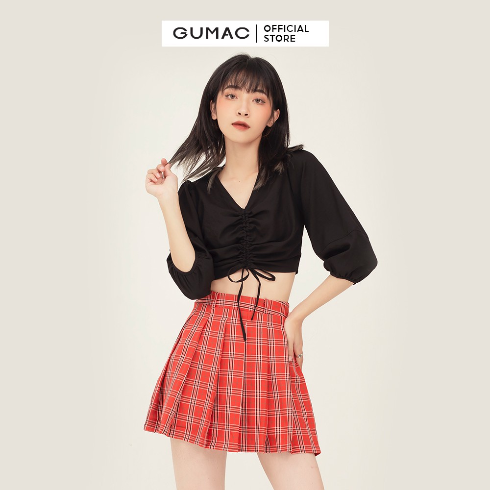 [Mã WABRGU100 giảm 15% đơn 249K tối đa 100k] Áo kiểu nữ nhún ngực tay phồng GUMAC phong cách sexy, unisex AB384 | BigBuy360 - bigbuy360.vn