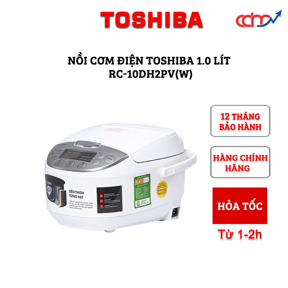 [Mã ELHADEV giảm 4% đơn 300K] Nồi cơm điện tử Toshiba 1 lít RC-10DH2PV(W) - Hàng chính hãng - Nhiều chức năng nấu
