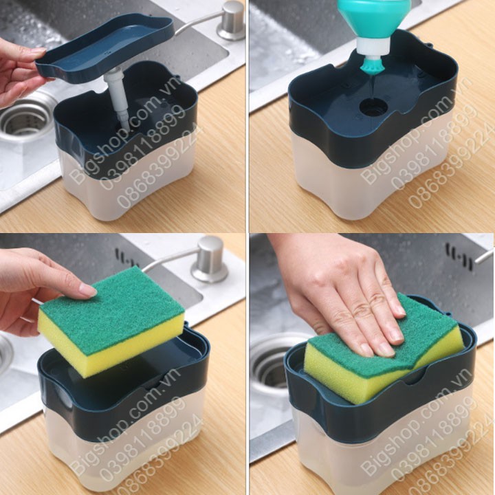 Hộp đựng nước rửa chén bát thông minh kèm miếng xốp