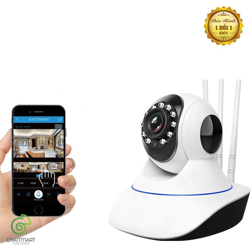 Wireless Camera Pascmio 3 râu phiên bản mới wifi camera không dây di dộng chất lượng HD quan sát xoay 360 độ