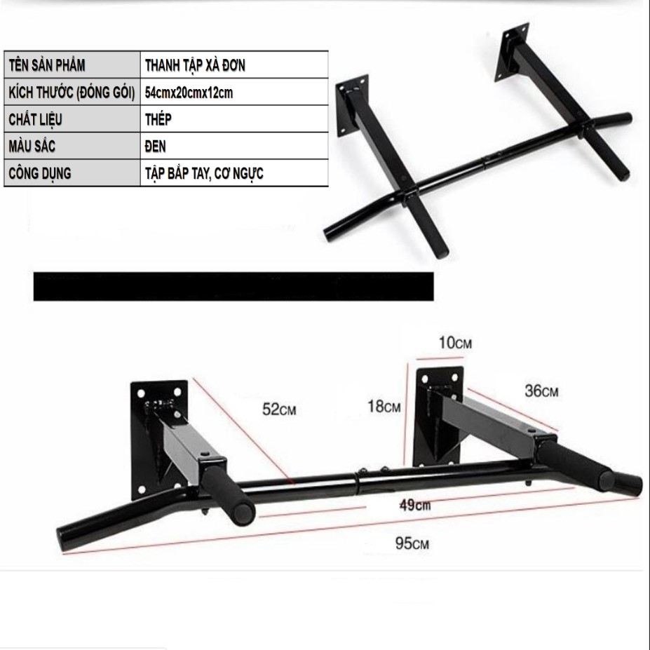 Xà đơn gắn tường đa năng Wall Pull Up Bar P90X, hỗ trợ tập gym hiệu quả