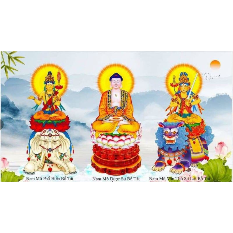 Tranh thêu Tam Thế Phật 120×75cm,giá rẻ mẫu đẹp