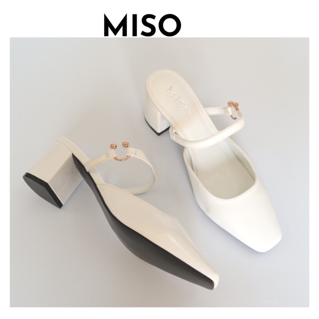 Guốc cao gót nữ thời trang dáng sục Mules bít mũi quai ngang gót trụ cao 5cm đi làm dạo phố MISO M032