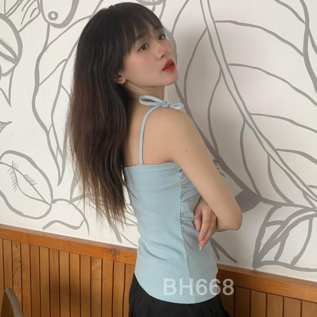 Aó hai dây tanktop màu hồng baby thời trang hè 2023 trẻ trung năng động