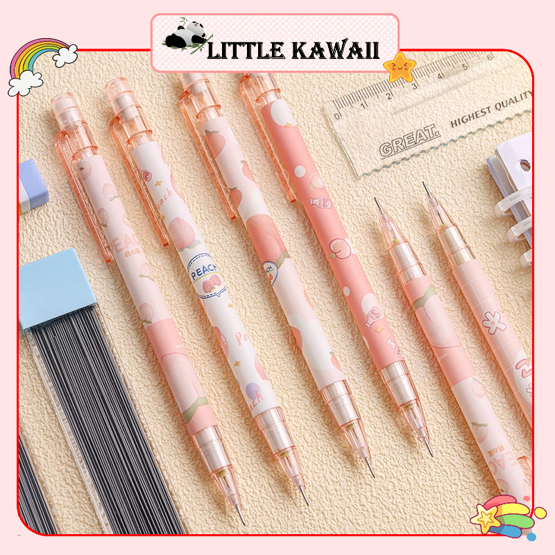 Bút viết chì bấm họa tiết hình quả đào ngòi 0.5mm