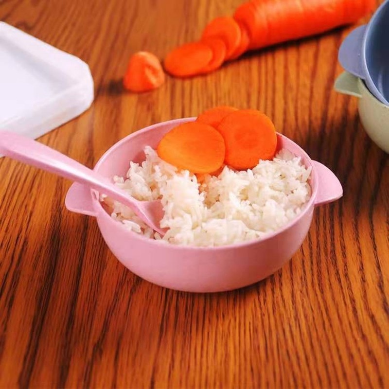 Bộ 2 Tô Ăn Cơm Chất Liệu Rơm Lúa Mì An Toàn Cho Bé