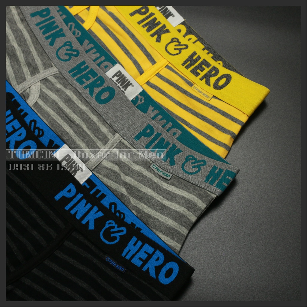 Quần sịp nam boxer dạng đùi cotton chất liệu cao cấp siêu dễ thương Hero Pink Tumcini HP05