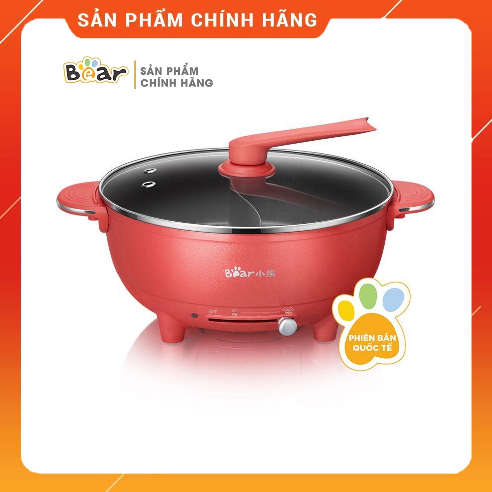 [Bear Chính Hãng] Nồi lẩu uyên ương Bear 6L, 2 ngăn, 2 màu lựa chọn (đỏ, trắng kem)