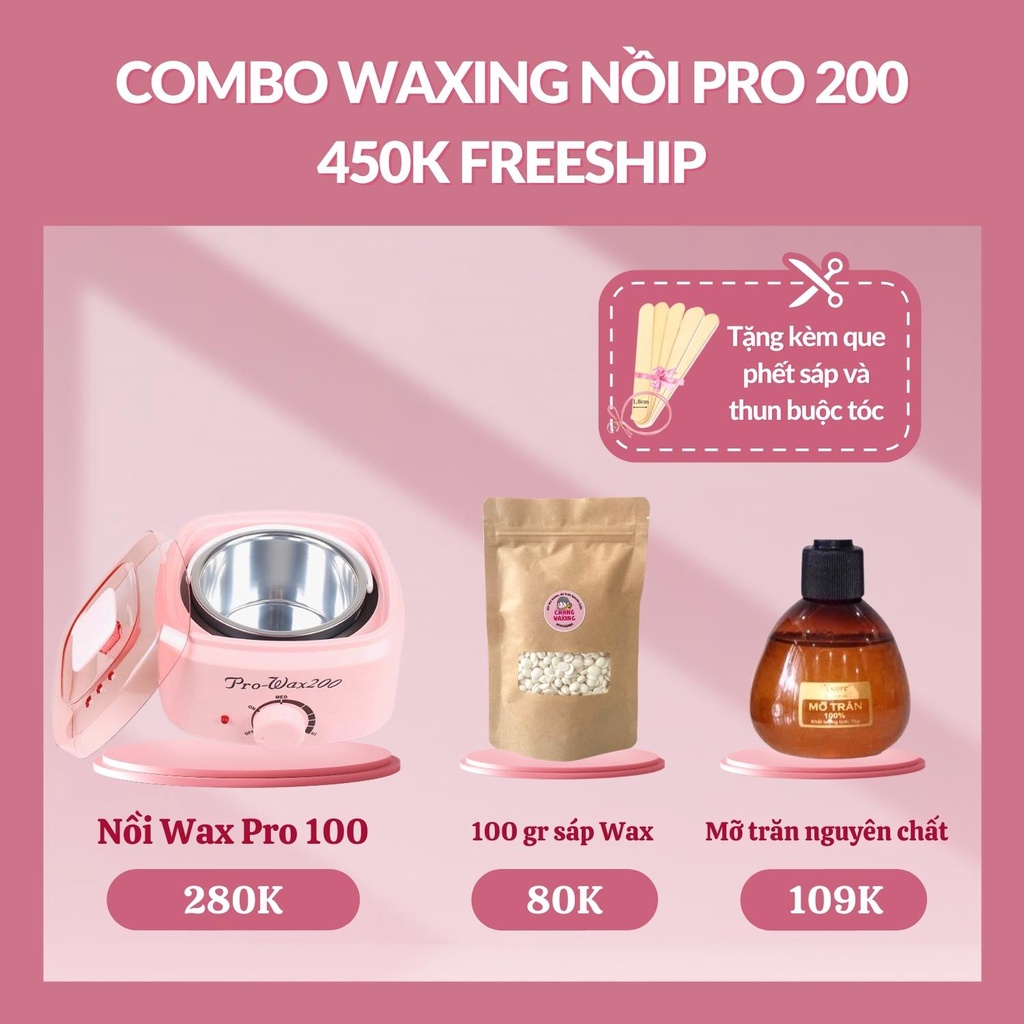 COMBO WAX LÔNG KÈM NỒI WAX PRO 200 SIÊU TIẾT KIỆM