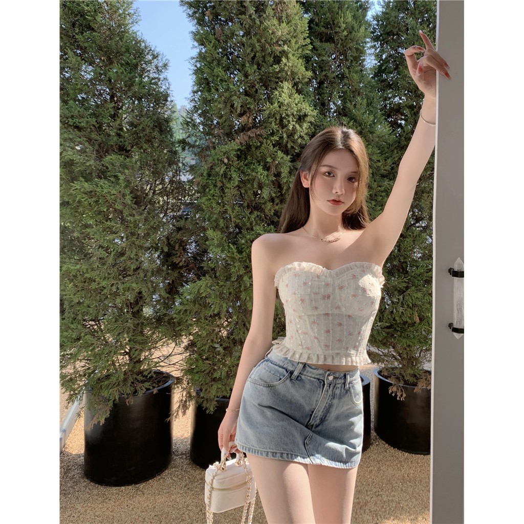 Cocory vn Thời Trang Áo Ống Hoạ Tiết Hoa Cho Nữ