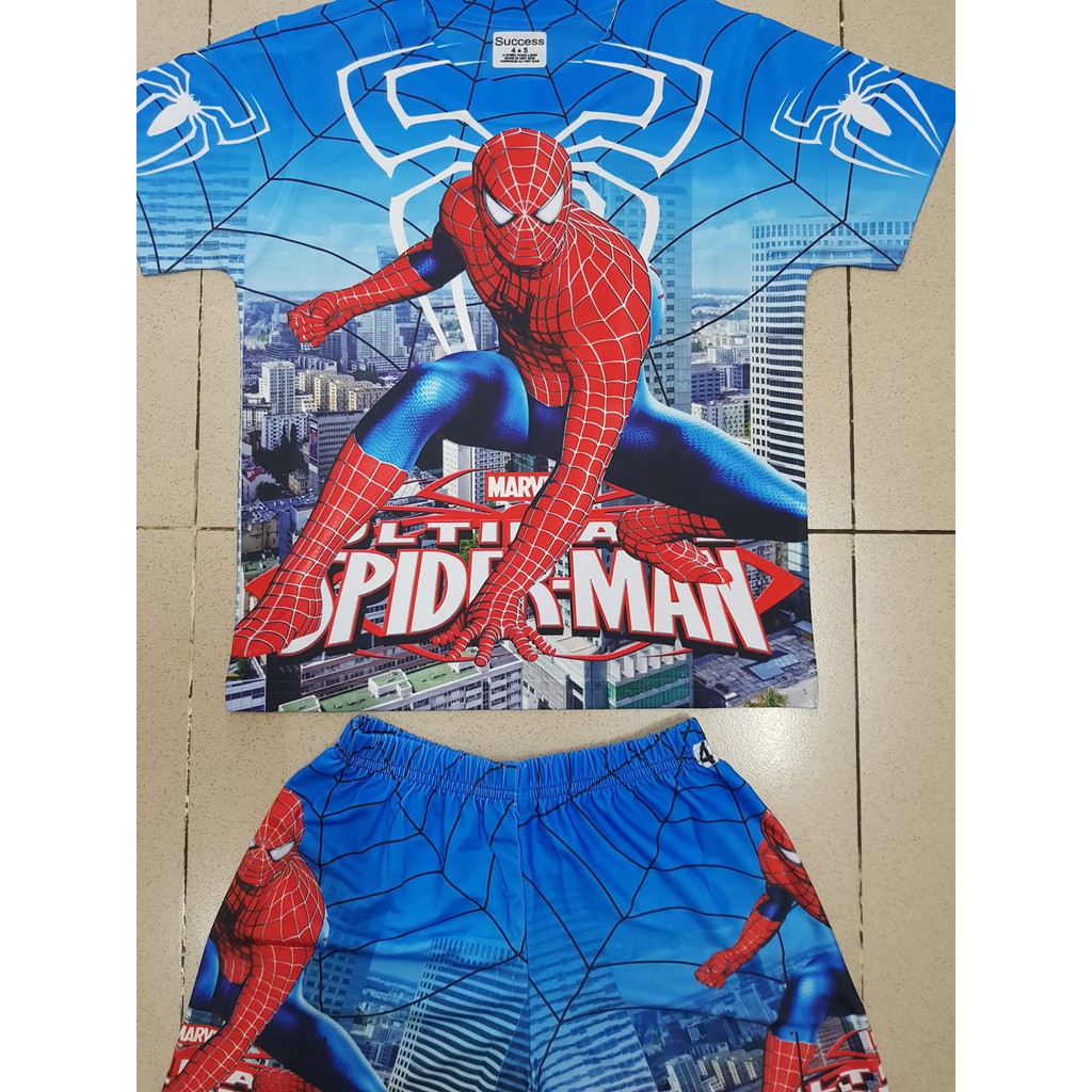 Bộ thun cotton lạnh bé trai người nhện spiderman size đại