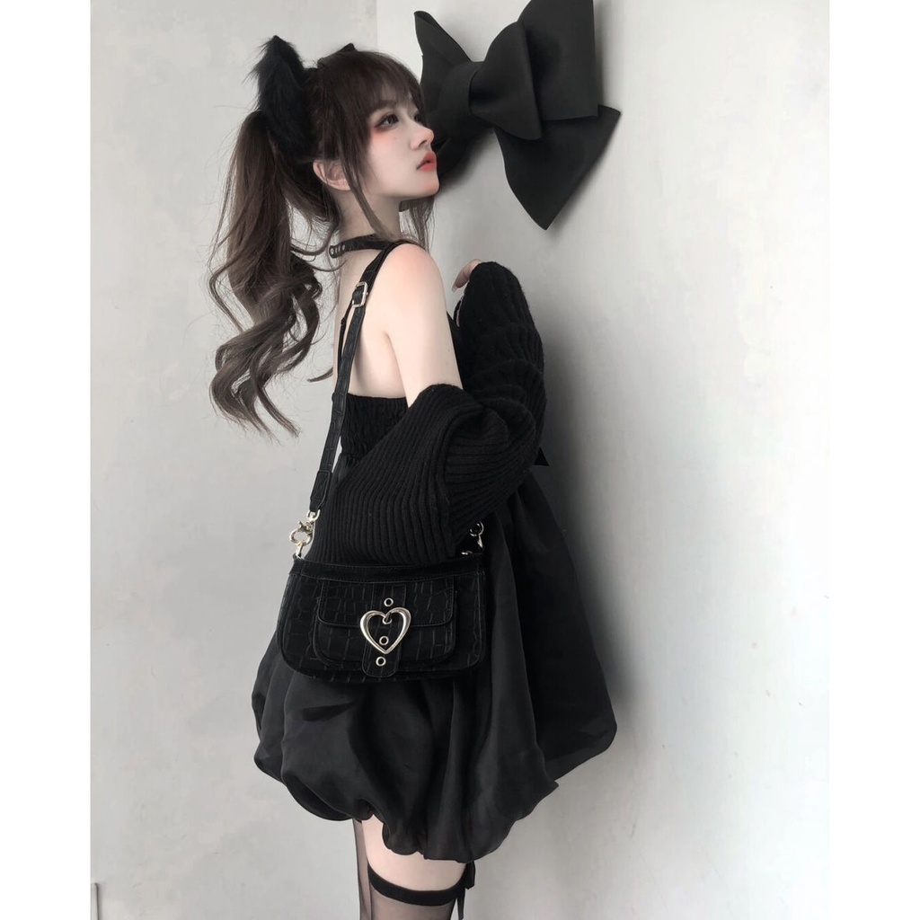 Two-piece suit/one-piece dark knitted cardigan coat bowknot suspender dress spring suit for female students lScN