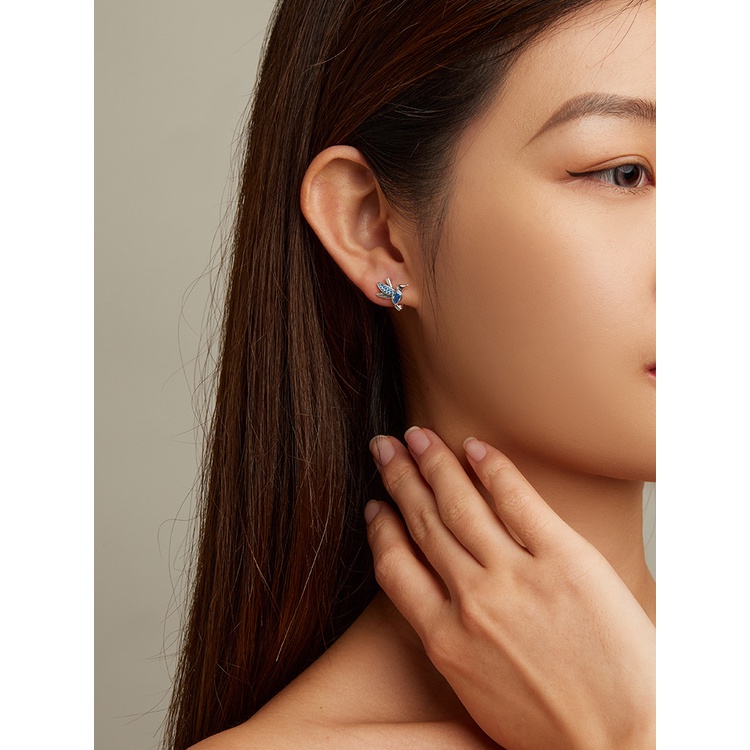 BAMOER Bông Tai HìNh Chim Xi bạc 925 ThờI Trang