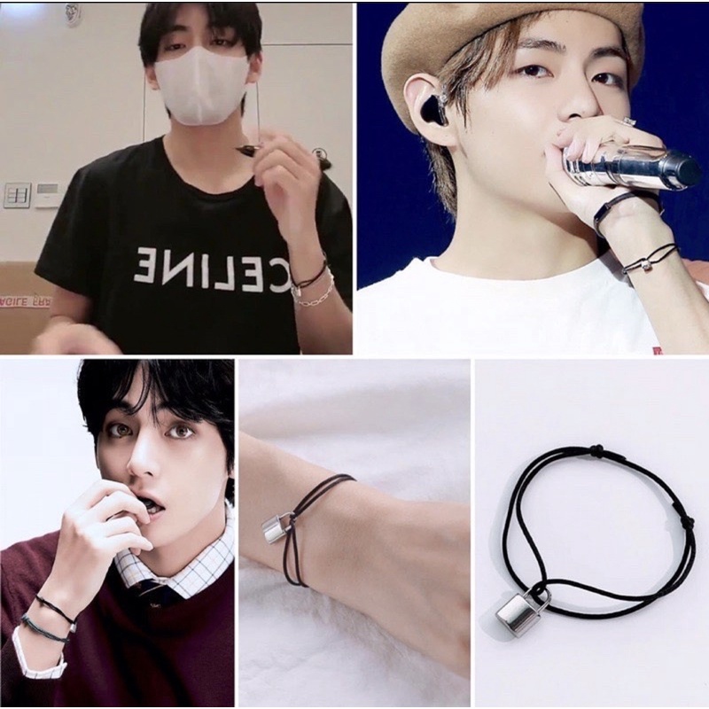 Vòng tay Cheap moment với V BTS ổ khoá dây đen (chính hãng) | Douar Bracelet