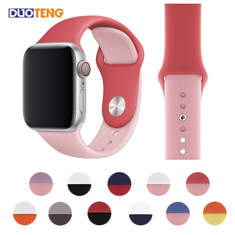 Dây đeo silicon thay thế cho iWatch 38mm 40mm 42mm 44mm Duo Teng