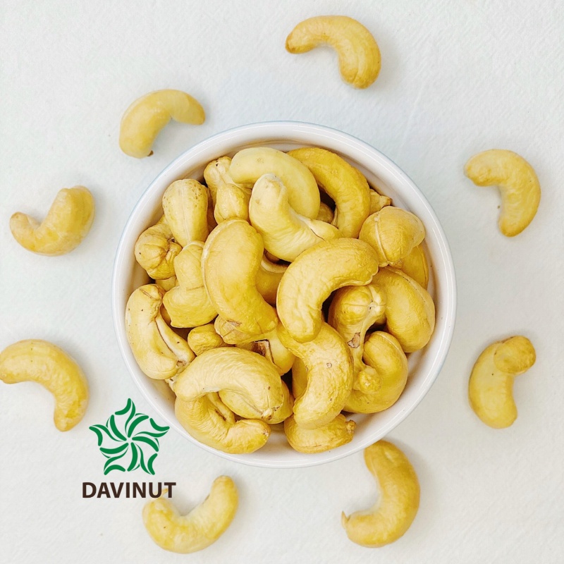 Hạt điều rang không muối Davinut nguyên vị loại 1 500g nguyên hạt không vỏ lụa rang ngon giá rẻ không vỡ
