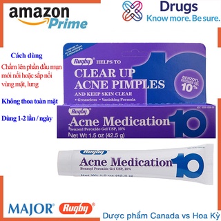 [Auth chính hãng] Gel ngừa mụn  Acne Medication 10% Rugby kem mụn benzol peroxide 10%,Acne Pimples,hết mụn 1 tuần,CANADA
