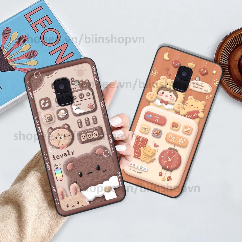 Ốp Samsung A8 2018 / A8 Plus / A8+ in 3D icon gấu nổi siêu xinh, siêu đáng yêu, cá tính phong cách