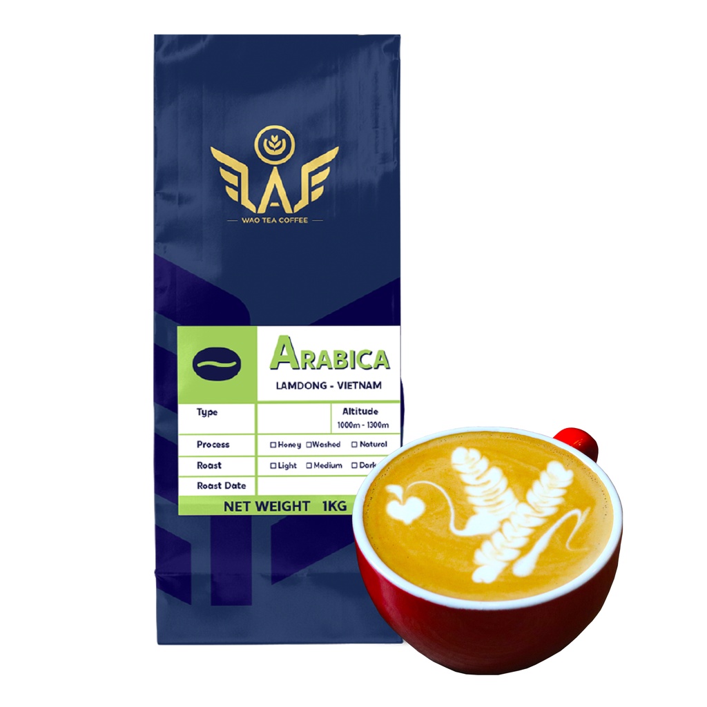 Cà Phê Hạt ARABICA BLEND WAO (1kg/túi) pha cà phê Ý cao cấp