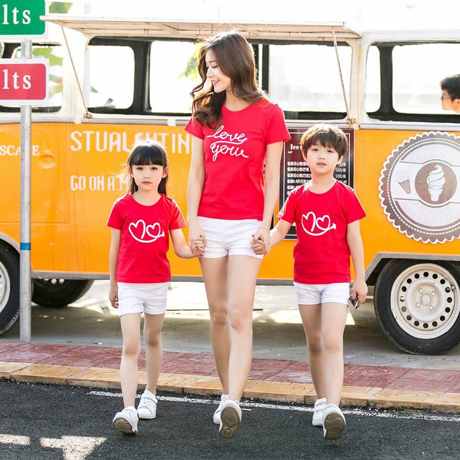 Áo gia đình màu đỏ love you 3/4/5 người chất đẹp - áo gia đình đẹp - familystore