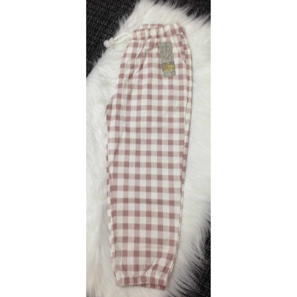 QUẦN BAGGY NỮ SỌC CARO CÓ BO ỐNG, CỰC DỄ THƯƠNG