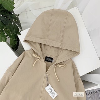 Áo Khoác Kaki Nón Basic Phiên Bản Màu Kem