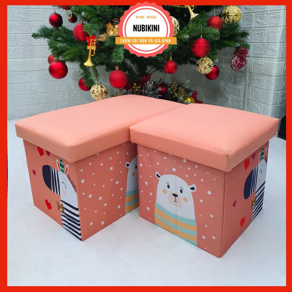 Hộp đựng đồ chơi kiêm ghế ngồi trẻ em - kết hợp 2 trong 1 có đủ màu sắc cho bé trai và bé gái - họa tiết dễ thương