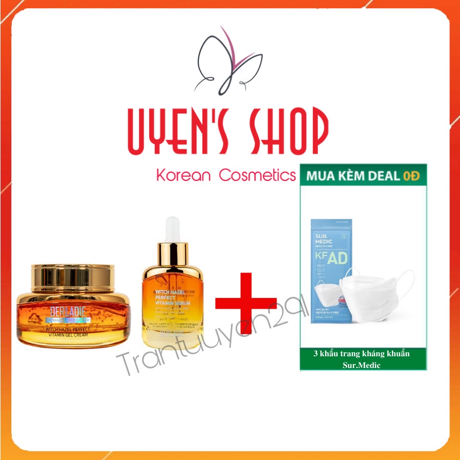 (Tặng khẩu trang) Tinh Chất/ Kem dưỡng chiết xuất cây phỉ Derladie Witch Hazel Perfect Vitamin Serum/ Gel cream