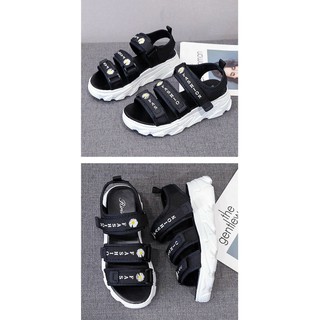 Sandal nữ Ulzang thời trang 3 quai ngang hoa cúc
