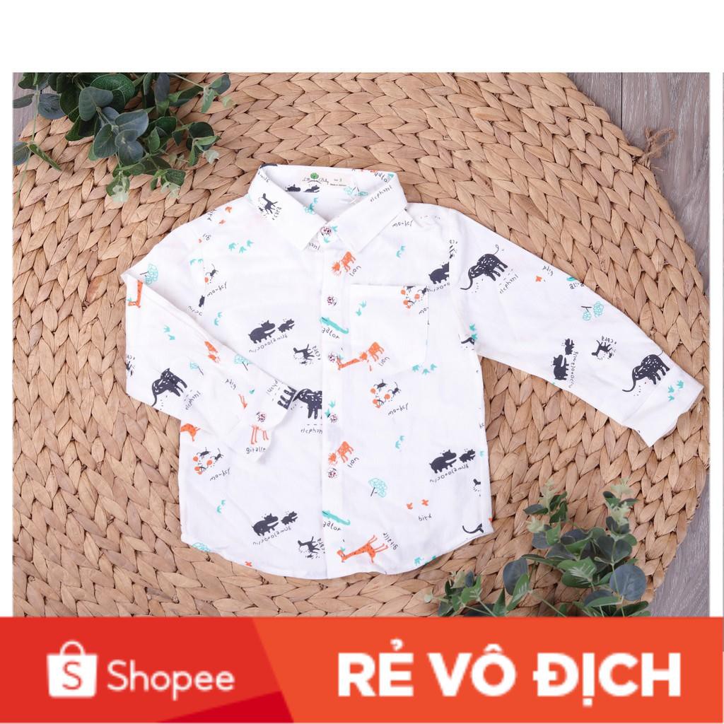 Sơ mi thô đũi dài tay  in hình họa tiết bé trai size 1-5T, cho bạn từ 10-20kg. Chất thô đũi đẹp, không nhăn