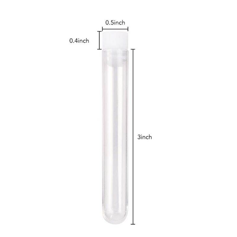 Bộ 50 Ống Nghiệm Nghiệm 3X0.5Inch Bằng Nhựa Có Nắp Bảo Vệ Tiện Dụng Cho Phòng Thí Nghiệm / Trường Học