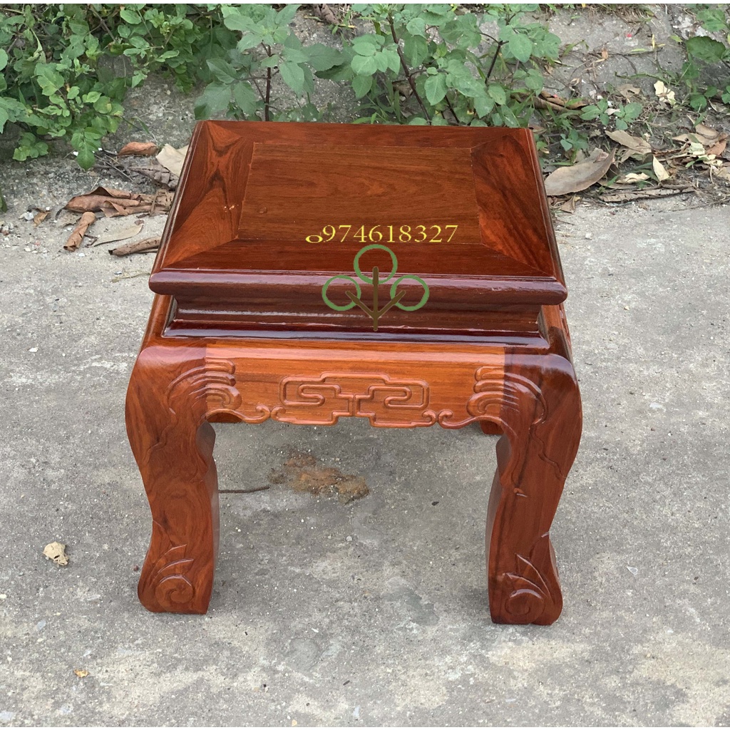 Đôn Ngồi Vuông Kê Đồ Phòng Khách Chiện Gỗ Hương  Mặt 32.35cm