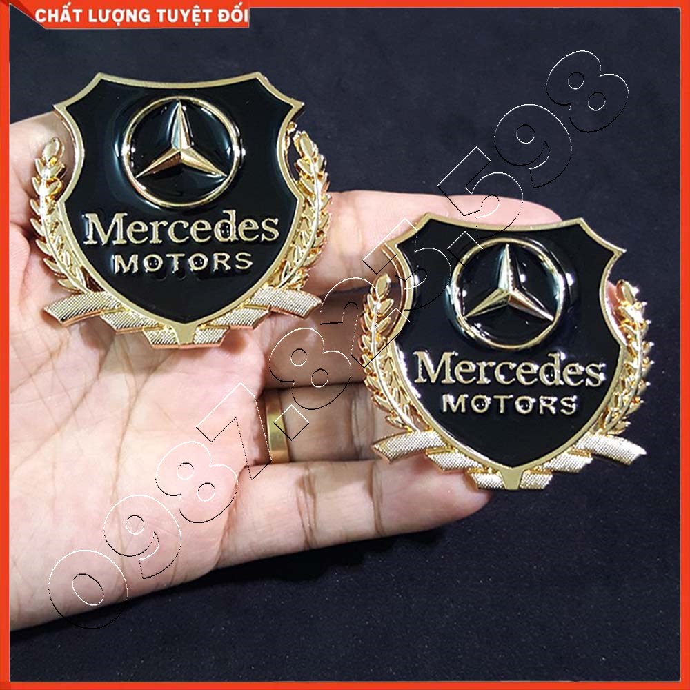 Cặp Logo Bông Lúa Thương Hiệu Mercedes Dán Xe Trang Trí - Hàng Loại 1