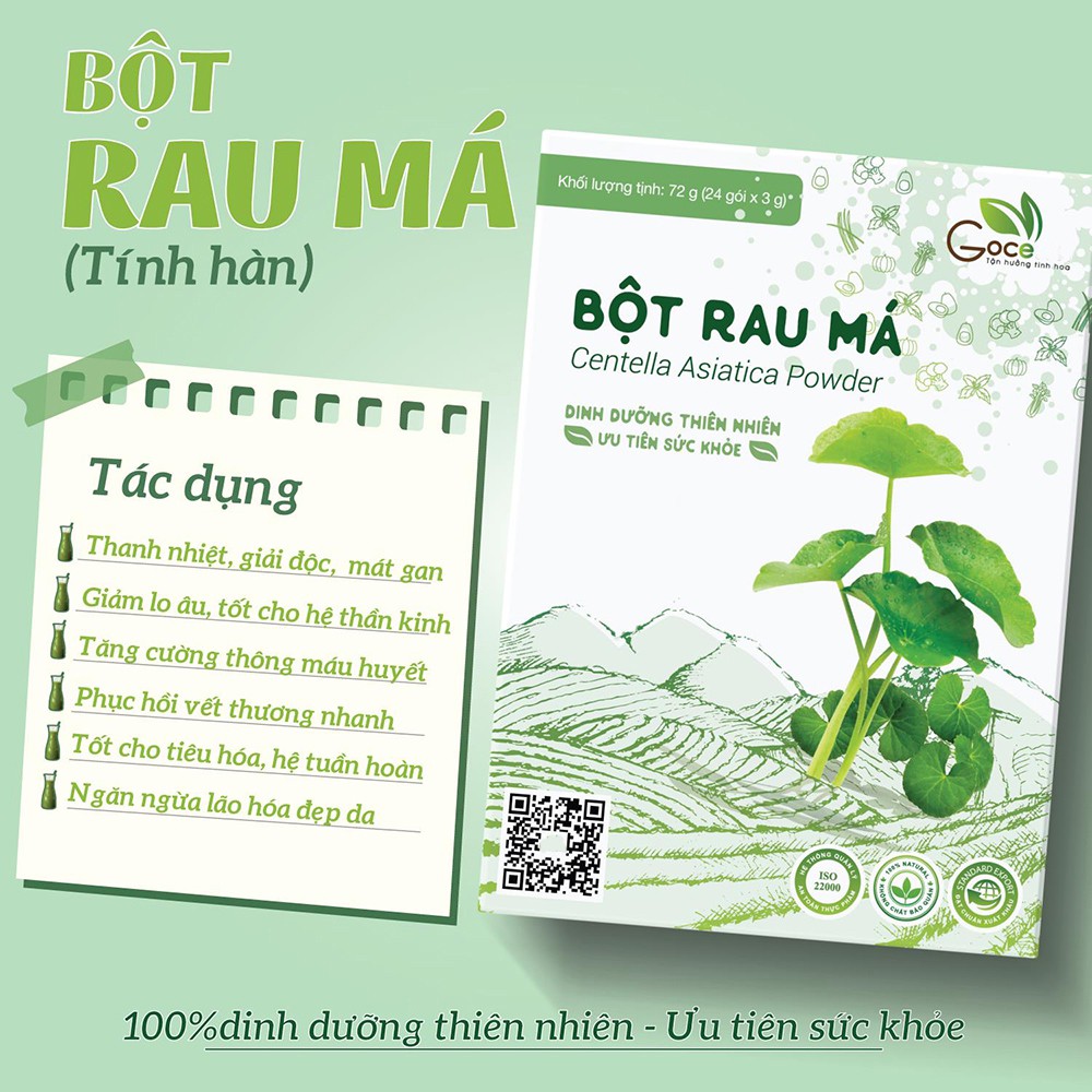 Bột rau má nguyên chất Goce 72g (24 gói x 3g)