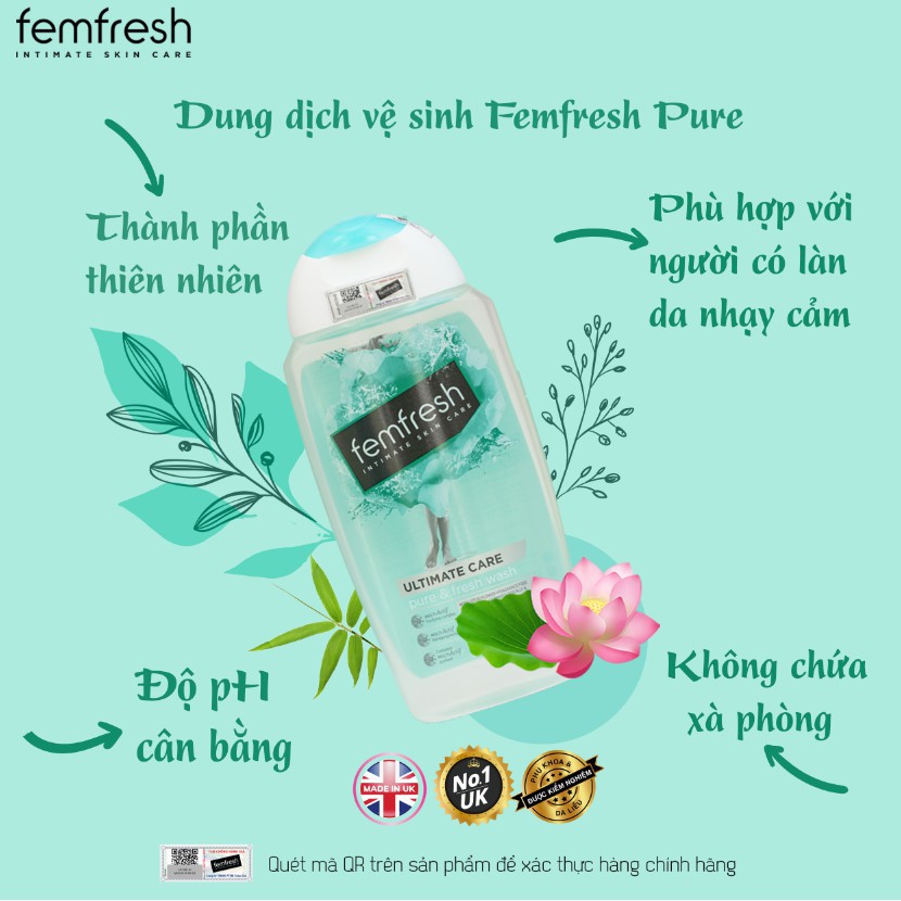 [CHE TÊN] Dung Dịch Vệ Sinh Phụ Nữ Femfresh Daily Intimate Wash 250ml - Khongcoson