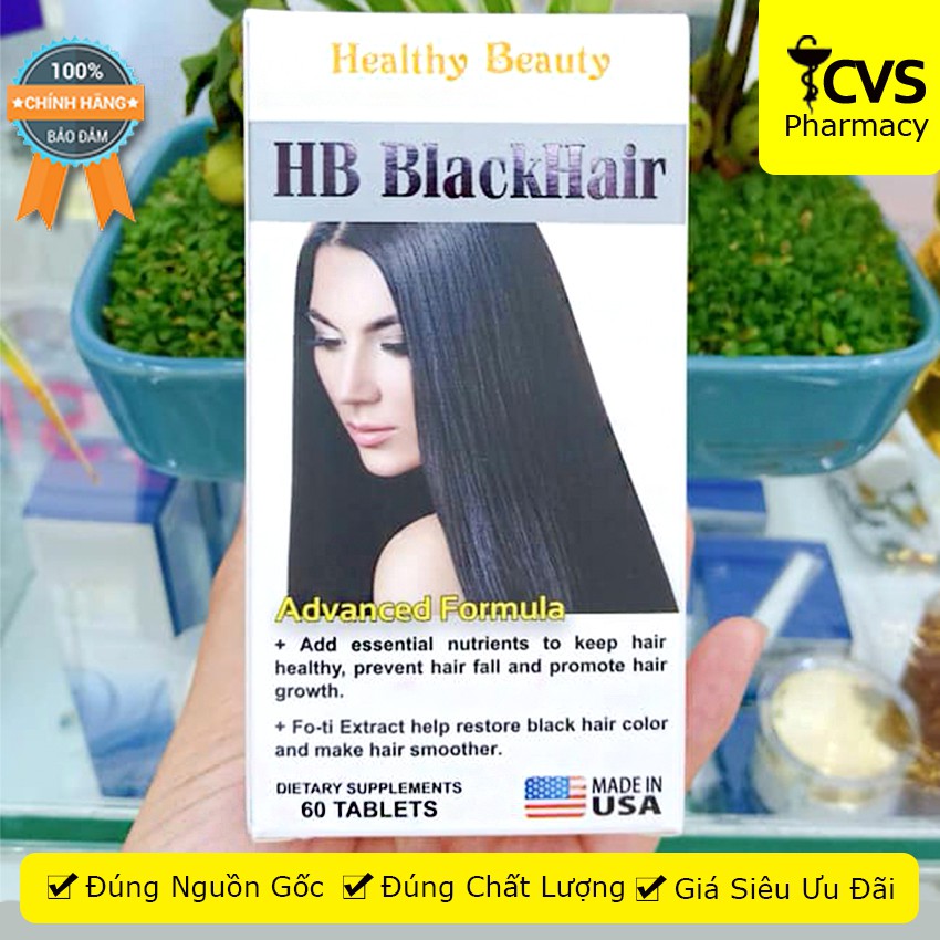 Viên uống giảm gãy rụng và đen tóc HB Black Hair / Healthy Beauty BlackHair (60 Viên) - cvspharmacy