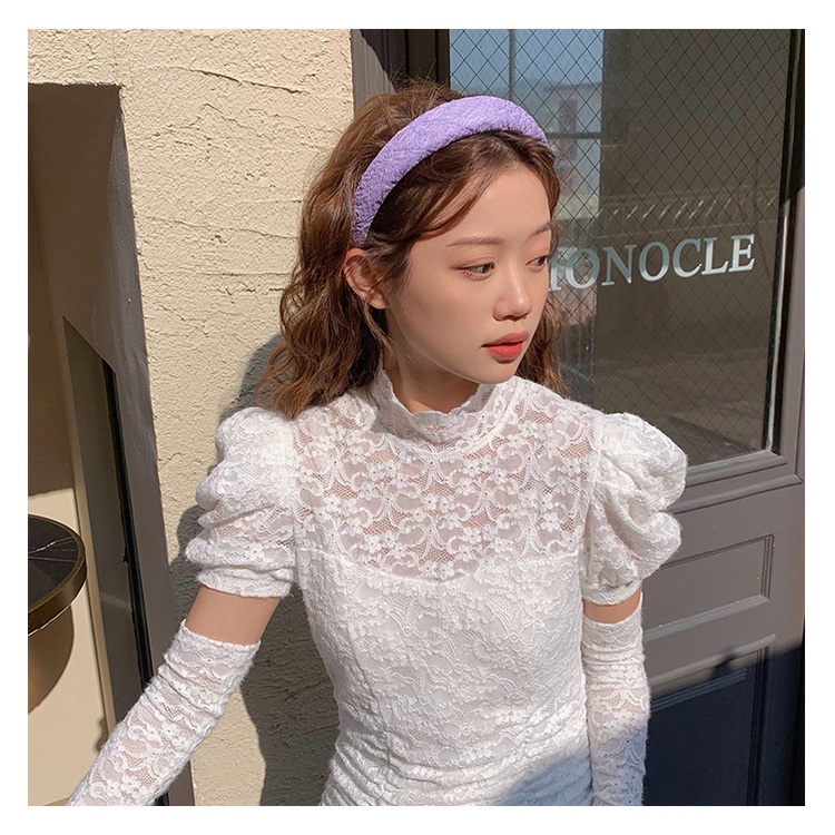 Bờm cài tóc tone màu tím bản to phong cách Hàn Quốc cho nữ YOS