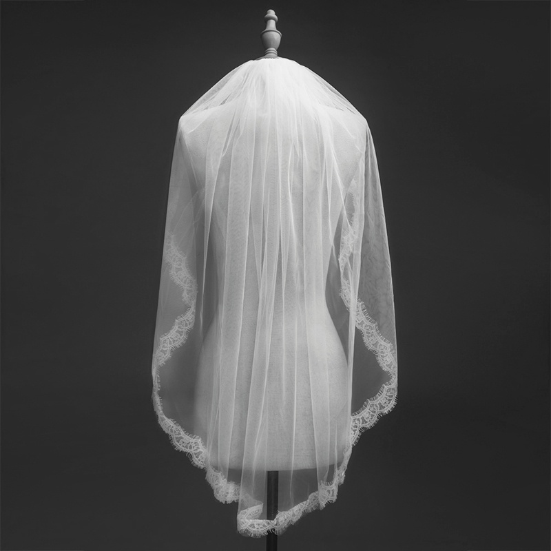 Mạng Che Mặt Vải Tuyn Phối Ren Nhiều Lớp Dành Cho Cô Dâu