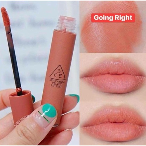 Son kem lì 3CE Velvet Lip Tint #Going Right Màu Cam Hồng Đất