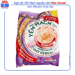Ngũ cốc yến mạch nguyên cám MacCereal bịch 480g ít đường, bổ sung chất xơ thích hợp cho người ăn kiêng, tiểu đường