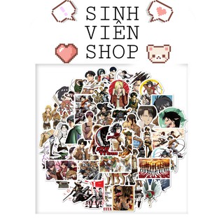 50 stickers anime Attack on titan nhãn dán pvc không thấm nước